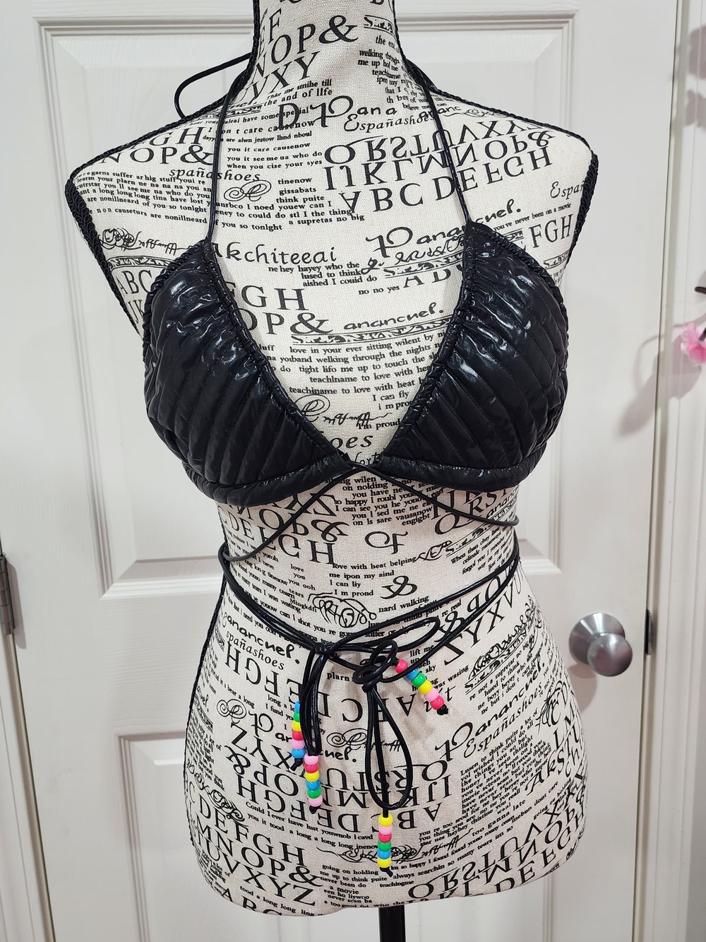 Rave Wonderland Quilted Black Triangle Top w Beading, Size XL, NWOT